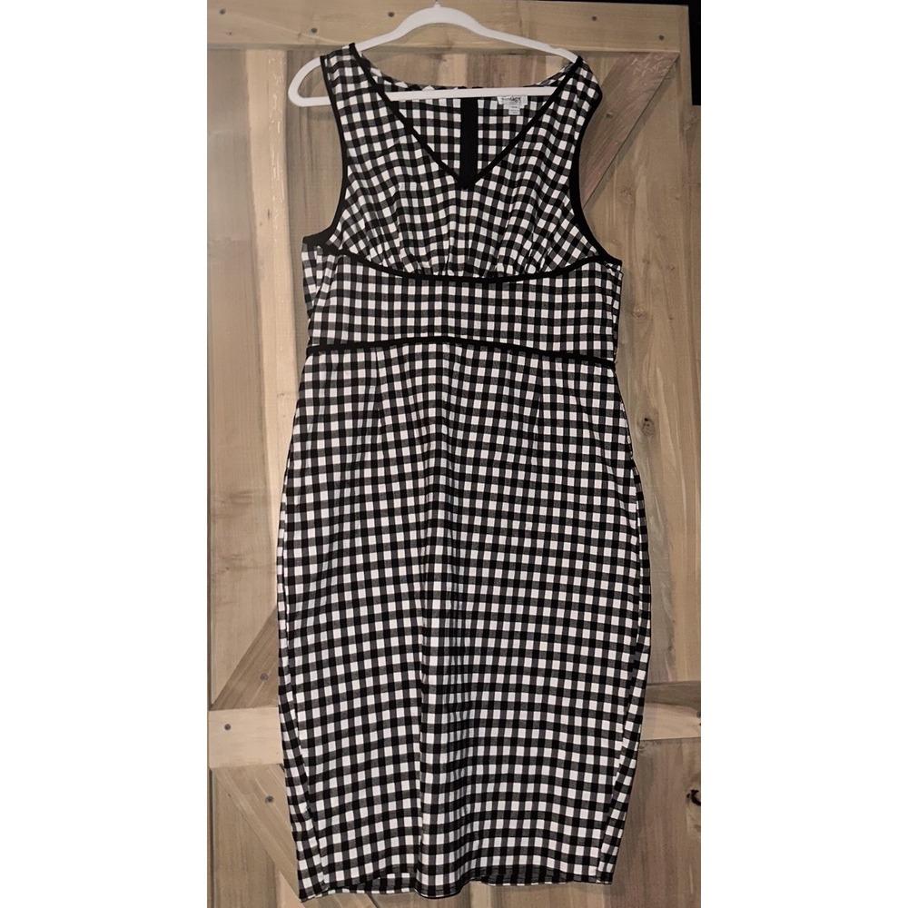 Unique Vintage Black Gingham Dress 1X Or 16 Rockabilly Form Fitting